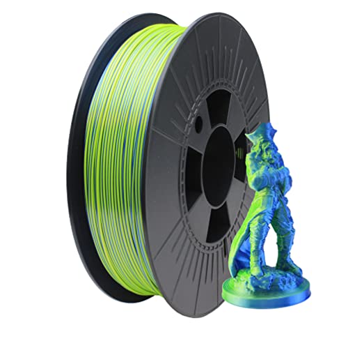 ICE FILAMENTS, Illusion+ Filament (Silk PLA), 3D Drucker Filament, 1.75mm, 0.75kg, Blue+NeonYellow (Blau+Gelb) von ICE FILAMENTS