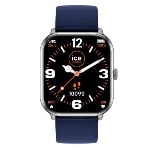 Ice-Watch - ICE smart Silver Navy - Silbergraue Smartwatch für Herren/Unisex mit Silikonarmband - 021412 (1,85") von ICE-WATCH
