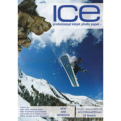 50 x ICE A4 Strukturiertes Matt-Fotodruckerpapier der schönen Kunst 190gsm von ICE
