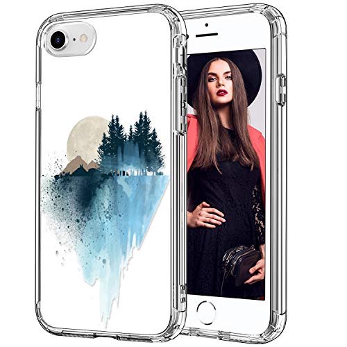 ICEDIO , , Hülle mit Displayschutzfolie, transparent mit modischen Designs für Mädchen und Frauen, stoßfeste Apple iPhone 7/8/SE 2020 blaue Gemälde von ICEDIO