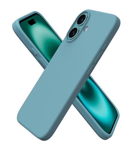 ICEDIO Flüssig Silikon Hülle für iPhone 16 (6,1 Zoll) - Ultra Dünn Ganzkörper Schutzhülle, 4-lagige Stoßfeste Struktur, Weiches Kratzfestes Mikrofaserfutter Handyhülle, Dunkelblau von ICEDIO