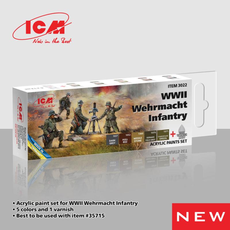 Acrylic Paint Set - WWII Wehrmacht Infantry [6 x 12 ml] von ICM