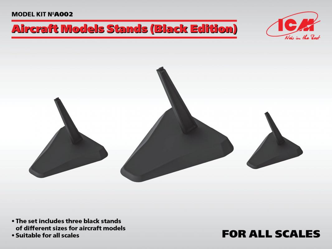 Aircraft Models Stands (Black Edition)(for 1:144, 1:72, 1:48 und 1:32) von ICM