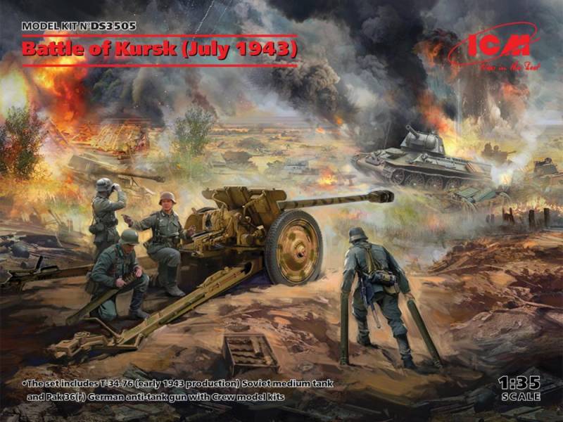 Battle of Kursk (July 1943) (T-34-76 (early 1943),Pak 36(r ) with Crew(4 figures)) von ICM