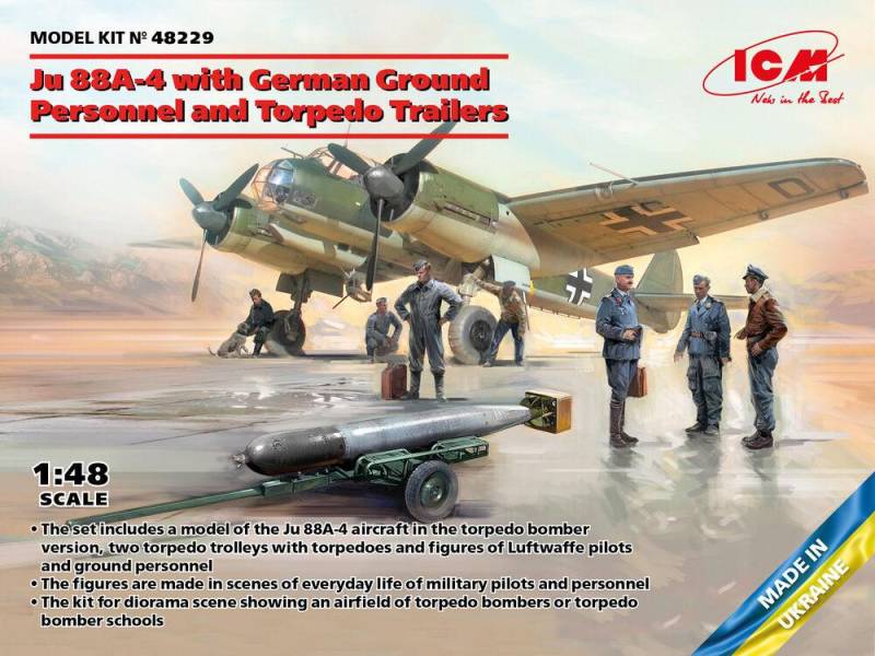 Junkers Ju 88 A-4 with German Ground Personnel and Torpedo Trailers von ICM