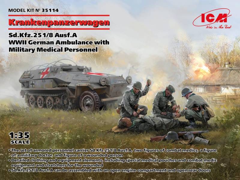 Krankenpanzerwagen Sd.Kfz.251/8 Ausf.A , WWII German Ambulance with Military Medical Personnel von ICM