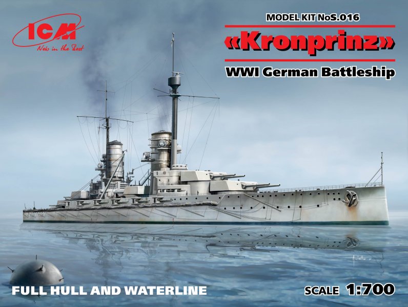 Kronprinz fullhull & waterline WWI German Battleship von ICM