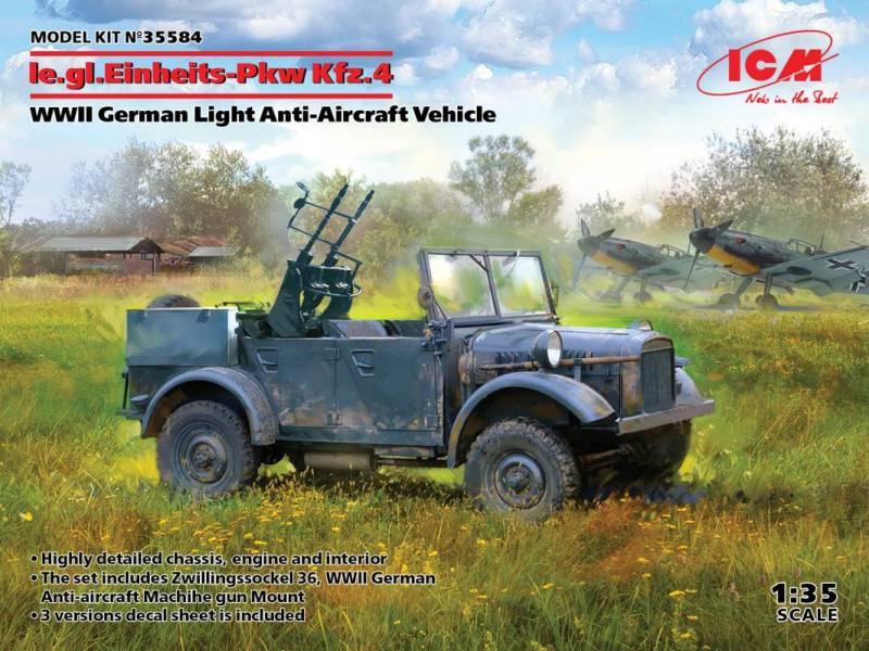 le.gl.Einheitz-Pkw Kfz.4, WWII German Light Anti-Aircraft Vehicle von ICM