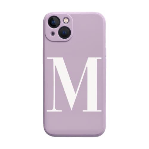 ICOVERI Hülle Lila Buchstabe M für iPhone 13, Carcassa Silikon Initiale Buchstabe M für iPhone 13 Farbe Lila von ICOVERI