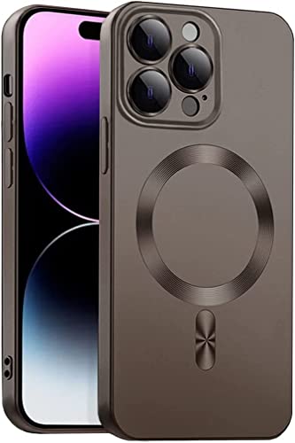 ICOVERI Magnetische TPU-Gel-Hülle, kompatibel mit iPhone, matt, Metallic-Effekt, kompatibel mit Magsafe, Kameraschutz, Displayschutz, militärischer Schutz, Flexibles TPU. (Graphit, iPhone 14 PRO) von ICOVERI