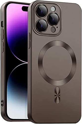 ICOVERI Magnetische TPU-Gel-Hülle, kompatibel mit iPhone, matt, Metallic-Effekt, kompatibel mit Magsafe, Kameraschutz, Displayschutz, militärischer Schutz, Flexibles TPU. (Graphit, iPhone 14 PRO MAX) von ICOVERI