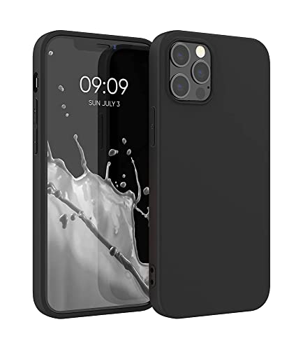 ICOVERI Schutzhülle für iPhone 12/12 Pro, Silikon, Schwarz, kompatibel mit MagSafe-Zubehör und kabellosem Ladegerät, Schutzhülle für iPhone 12 Pro / 12, stoßfest, rutschfest, Mikrofaser, innen weich von ICOVERI