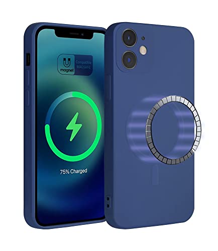 ICOVERI Schutzhülle für iPhone. Magnetisch kompatibel mit Magsafe und kabellosem Ladegerät, Magsafe iPhone Silikonhülle, Bunt, weich, stoßfest, Kratzfest, rutschfest. (Blau, iPhone 12) von ICOVERI