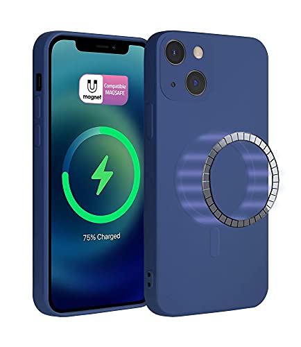 ICOVERI Schutzhülle für iPhone. Magnetisch kompatibel mit Magsafe und kabellosem Ladegerät, Magsafe iPhone Silikonhülle, Bunt, weich, stoßfest, Kratzfest, rutschfest. (Blau, iPhone 13) von ICOVERI