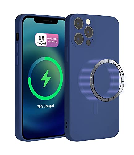 ICOVERI Schutzhülle für iPhone. Magnetisch kompatibel mit Magsafe und kabellosem Ladegerät, Magsafe iPhone Silikonhülle, Bunt, weich, stoßfest, Kratzfest, rutschfest. (Blau, iPhone 13 Pro) von ICOVERI