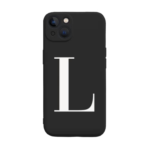 ICOVERI Schwarz Buchstabe für iPhone 13, Carcassa Silikon Initiale Buchstabe für iPhone 13 Farbe Schwarz (L) von ICOVERI