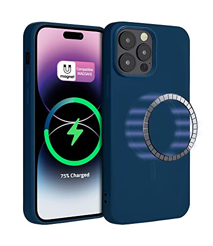 ICOVERI Silikon hülle für iPhone 14 Pro. Kompatibel mit Magsafe, Kabellosem Lader, Schutzhülle, Kameraschutz, Stoßfest, Kratzfest, rutschfest, Silikon handyhülle (Blau, iPhone 14 Pro) von ICOVERI