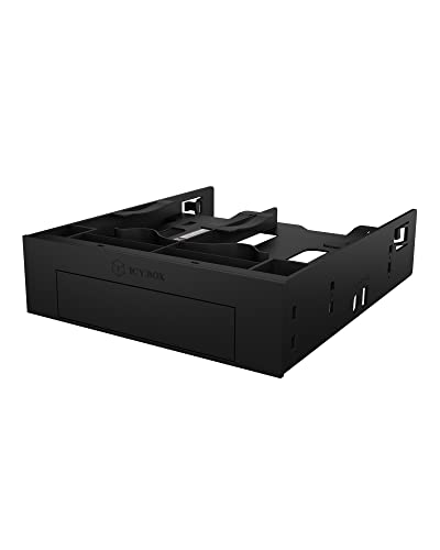 ICY BOX 3-fach Einbaurahmen für 2x 2,5 Zoll HDD/SSD und 1x 3,5 Zoll HDD in 1x 5,25 Zoll Schacht, schraubenlos, Anti-Vibration, Frontblende, IB-5251 von ICY BOX