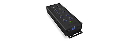 ICY BOX 7-Port USB 3.0 HUB aktiv mit Netzteil (12V/5A), 3 Ladeports, Wandmontage, Quick Charge 3.0, Aluminium, IB-HUB1703-QC3 von ICY BOX