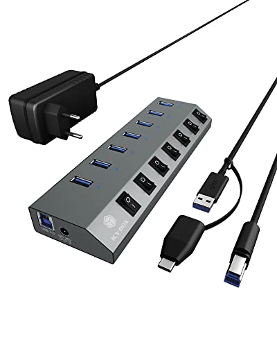 ICY BOX 7 Port USB 3.0 Type-A Hub Ladegerät Aluminium IB-HUB1701-C3 von ICY BOX