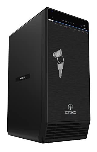 ICY BOX 8-Fach USB-C 3.1 Gehäuse für Festplatten und SSD, 3,5 Zoll und 2,5 Zoll, USB 3.1 (Gen 2), Single, Lüfter, Aluminium von ICY BOX
