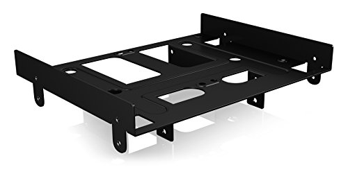ICY BOX IB-AC652 Interner Einbaurahmen (5,25 Zoll Größe) für mehrere 2,5 Zoll und 3,5 Zoll Festplatten und SSD, Stahl, schwarz von ICY BOX
