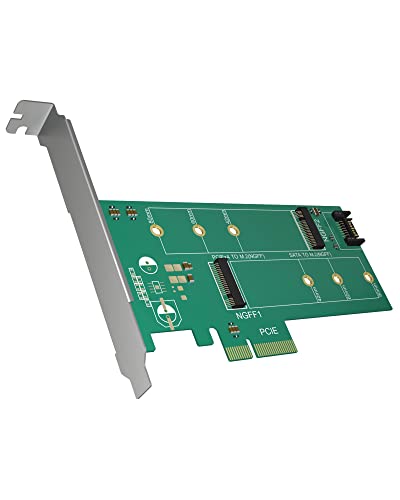 ICY BOX IB-PCI209 PCI-Karte unterstuetzt 2x M.2 SSD zu SATA III und PCIe x4 Host, Schwarz von ICY BOX