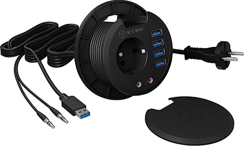 ICY BOX ICY BOX Tisch-Hub 4x USB 3.2 mit Audio Ein-/Ausgang und 230V Steckdose USB-Adapter USB Typ A ICY BOX ICY BOX Tisch-Hub 4x USB 3.2 mit Audio Ein-/Ausgang und 230V Steckdose USB-Adapter USB Typ A von ICY BOX