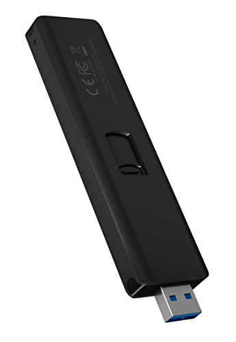ICY BOX M.2 Gehäuse für M.2 SATA SSD, Stick Form, Stecker versenkbar, USB 3.1 Gen2 (10 Gbit/s), Aluminium, Schwarz von ICY BOX