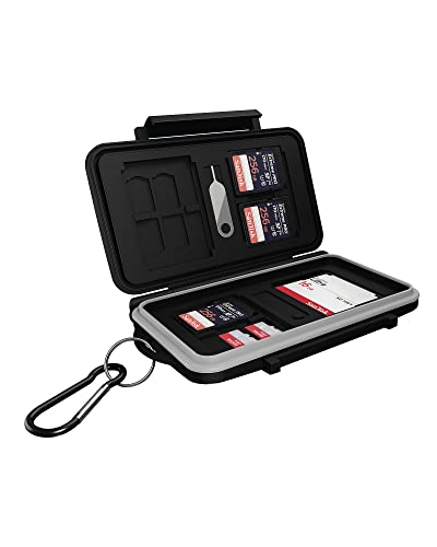 ICY BOX SD Karten Aufbewahrung für 28 Speicherkarten (8X SD, 16x Micro-SD, 4X CF), Klippverschluss, Case mit Karabinerhaken, schwarz von ICY BOX