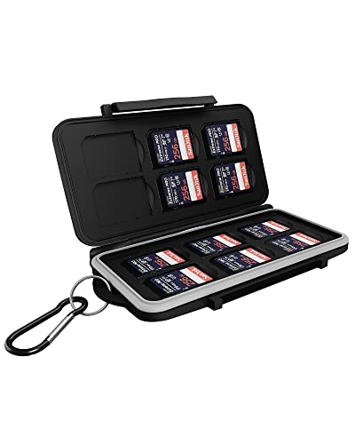 ICY BOX SD-Kartenfach für 12 Speicherkarten, Clipverschluss, Tasche mit Karabinerhaken, schwarz IB-AC620-SD von ICY BOX