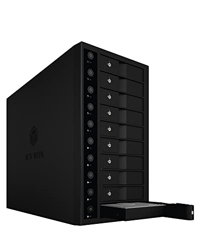 ICY BOX Type-C oder Type-A USB 3.1 Gen 2 Externes Single System für 10x 3,5 Sata Laufwerke, EasySwap, 140 mm Lüfter, Super Kühlung, IB-3810-C31 von ICY BOX