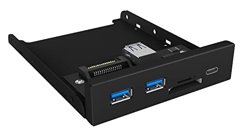 ICY BOX USB 3.0 Frontpanel, 1x USB-C, 2x USB-A, SD und microSD Kartenleser, 3,5 Zoll intern, Metall, IB-HUB1417-i3 von ICY BOX