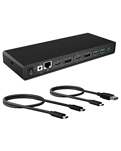 ICY BOX USB-C Docking Station (14-in-1) für 2 Monitore (2x HDMI & 2x DP), 5K 30Hz | 4K 60Hz, 6-fach USB 3.0 HUB, 65W Power Delivery, Gigabit Ethernet, Audio, IB-DK2245AC von ICY BOX