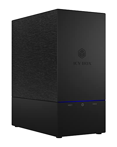 ICY BOX USB RAID Gehäuse für 2 Festplatten, 2,5 Zoll & 3,5 Zoll, USB 3.1 Gen2 (10 Gbit/s), USB-C, RAID 1, 0, JBOD, Lüfter, extern, Schwarz von ICY BOX