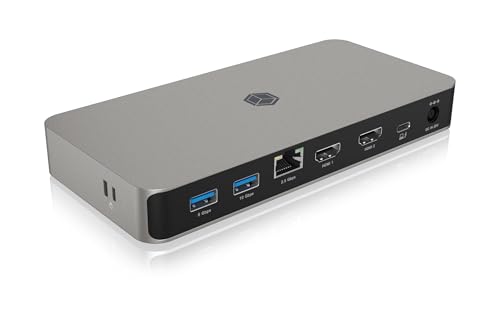 ICY BOX USB4 Docking Station (10-in-1) für 2 Monitore (2x HDMI 2.1), 4K 120Hz / 8K 60Hz, 4x USB HUB, 3x USB 3.2 Gen 2 (10 Gbit/s), 100W PD, 2,5 Gigabit Ethernet, Audio, Kartenleser, IB-DK2880-C41 von ICY BOX