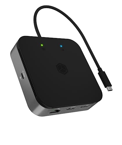 ICY BOX USB4 Docking Station (7-in-1) für 2 Monitore (1x HDMI & 1x DP), 4K 120Hz / 8K 30Hz, 3X USB 3.2 Gen 2 (10 Gbit/s), 60W Power Delivery, Gigabit Ethernet, Audio, IB-DK408-C41 von ICY BOX