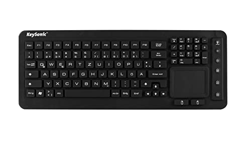 KeySonic 28036 KSK-6231 INEL (DE) Industrie Tastatur, USB-kabelgebunden mit Touchpad, wasserdicht, staubdicht (IP68), Silikon, schwarz von ICY BOX