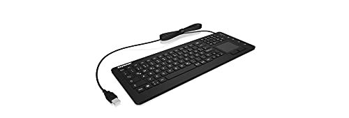 KeySonic 28036 KSK-6231 INEL (DE) Industrie Tastatur, USB-kabelgebunden mit Touchpad, wasserdicht, staubdicht (IP68), Silikon, schwarz von ICY BOX