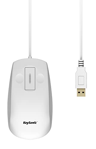 KeySonic 60192 KSM-3020M-W Wasserdichte Maus aus Silikon, Tasten zum Scrollen, Schutzklasse IP68, USB-Kabel (1,8 m), weiß von ICY BOX