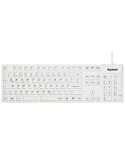 KeySonic Industrie Tastatur, USB-kabelgebunden, wasserdicht, staubdicht (IP68), Silikon, KSK-8030 IN (DE) von ICY BOX