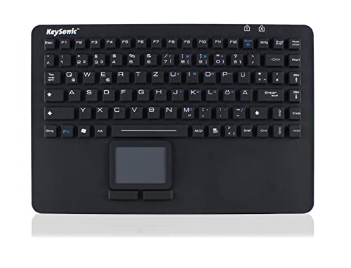 KeySonic KSK-5230 Iudustrietastatur Silikontastatur mit Touchpad deutsches Layout wasserdicht staubfest antimikrobisch IP68 NEMA 4X schwarz von ICY BOX