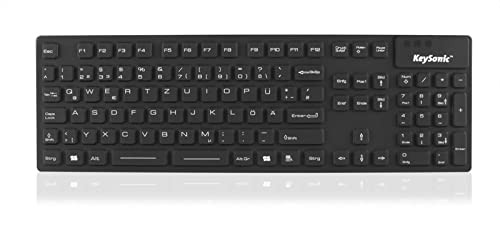 KeySonic KSK-8030 IN (DE) Industrie Tastatur, USB-kabelgebunden, wasserdicht, staubdicht (IP68), Silikon, schwarz von ICY BOX