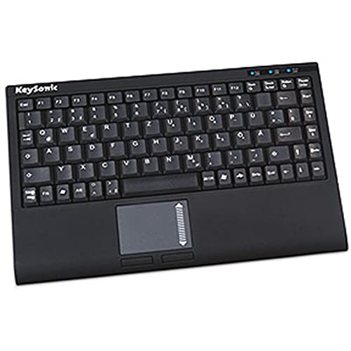 KeySonic USB Tastatur mit Touchpad, USB Kabel (2 m), kompaktes Layout, integriertes Nummernfeld, SoftSkin, Schwarz von ICY BOX
