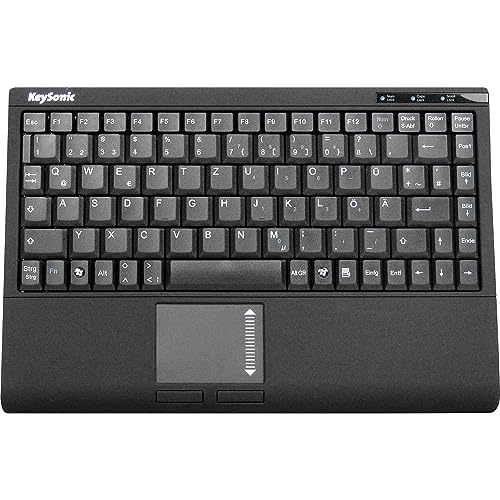 KeySonic USB Tastatur mit Touchpad, USB Kabel (2 m), kompaktes Layout, integriertes Nummernfeld, SoftSkin, Schwarz von ICY BOX