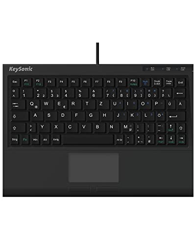 KeySonic extra Mini-Tastatur mit Touchpad, USB Kabel (2 m), voller Tastenumfang, SoftSkin, ACK-3410 (DE) von ICY BOX