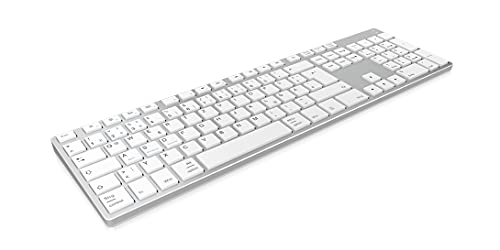 Keysonic 60395 Wireless Bluetooth Tastatur aus Aluminium für Mac, Windows, Android, Tablet und PC, Akku, Multi-Channel, Silber/Weiß von ICY BOX
