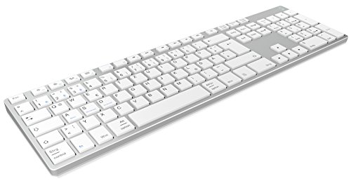 Keysonic 60395 Wireless Bluetooth Tastatur aus Aluminium für Mac, Windows, Android, Tablet und PC, Akku, Multi-Channel, Silber/Weiß von ICY BOX