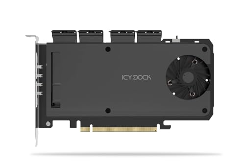 ICY DOCK 4-Bay M.2 NVMe SSD zu PCIe 4.0 x16 Wechselrahmen-Gehäuse/Adapterkarte für PCIe Erweiterungsslot (PCIe Bifurcation nötig) - ExpressSlot Slide MB204MP-1B von ICY DOCK