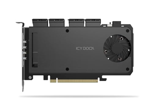 ICY Dock 4-Bay M.2 NVMe SSD zu PCIe 5.0 x16 Wechselrahmen-Gehäuse/Adapterkarte für PCIe Erweiterungsslot (PCIe Bifurcation nötig) - ExpressSlot Slide MB204MP-B von ICY DOCK